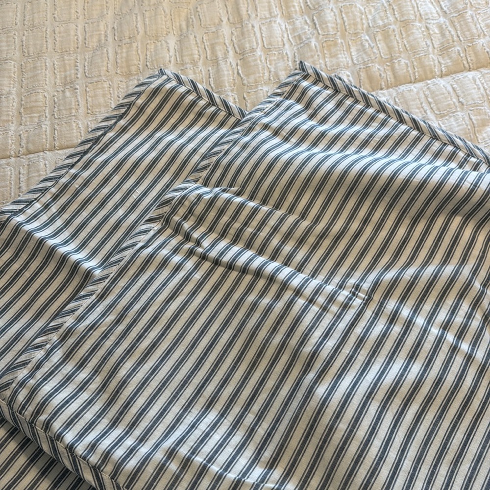 Two KING Cotton Stripe Pillow Sham